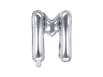 Balon foliowy Litera "M" - 35 cm - srebrny