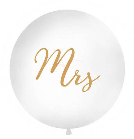 Balon 1m - Mrs - biały - złoty napis