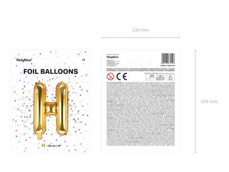 Balon foliowy - Litera "H" - Złota - 35 cm